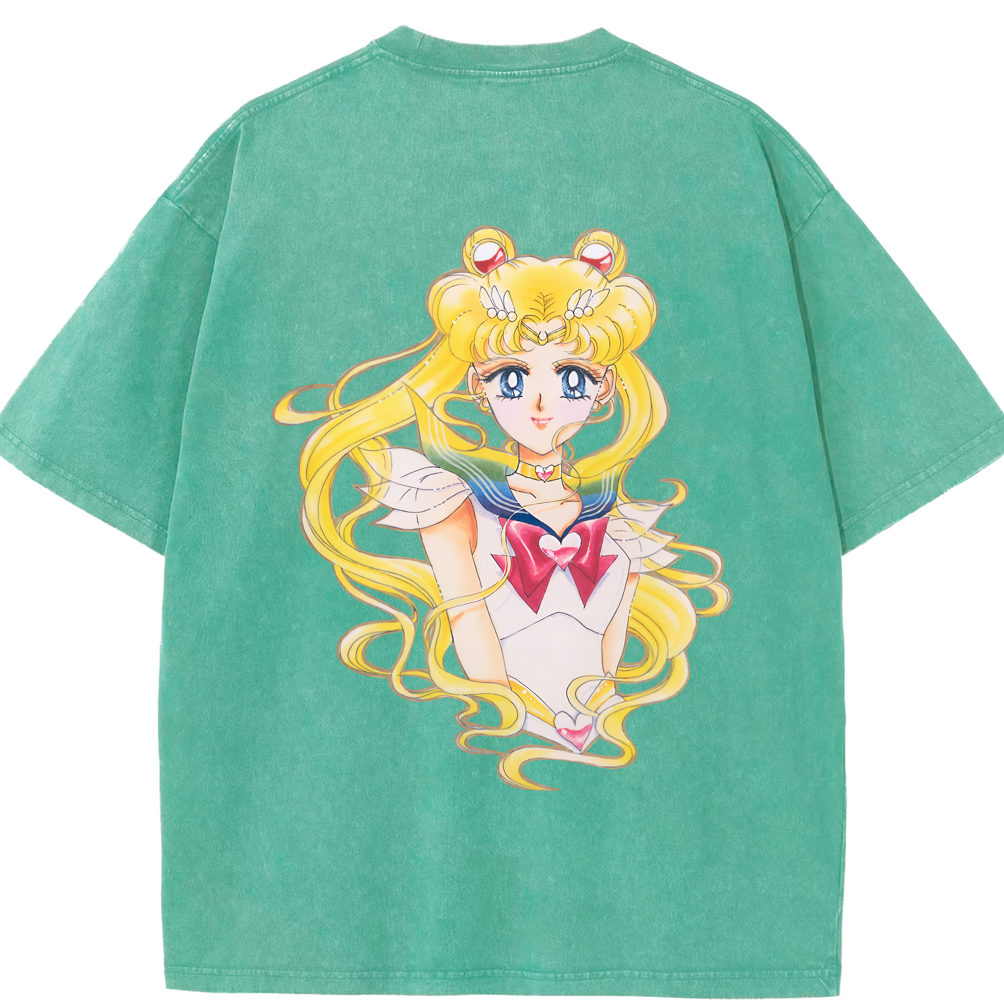 （画像用） 美少女戦士セーラームーン 月野 うさぎ つきの うさぎ Sailor Moon Tsukino Usagi 綿100% ヴィンテージ風 半袖Tシャツ（背面プリント）
